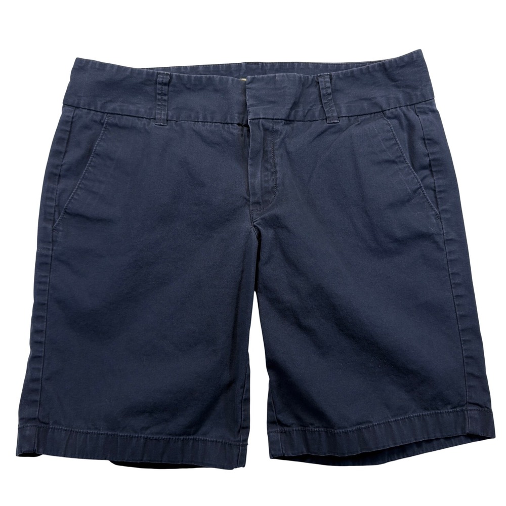 J.Crew Frankie Bermuda Shorts Womens 8 Navy 9 Inch Stretch Chino Walking